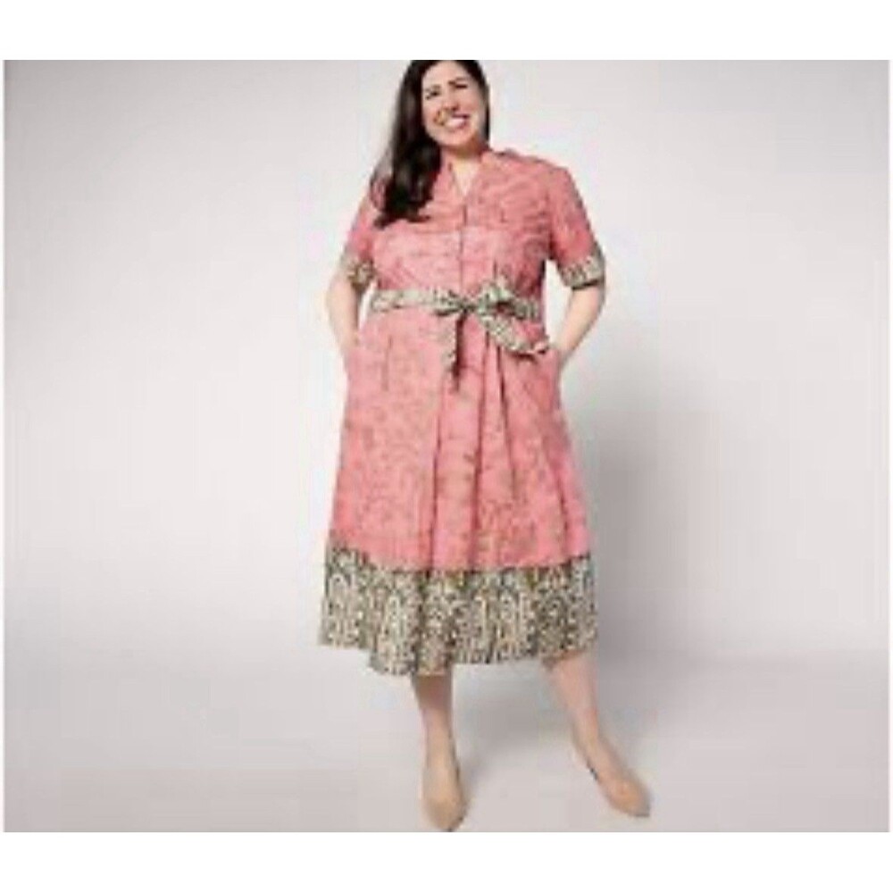 Beautiful By Lawrence Zarian Women's Shirt Dress 1X Floral NO BELT Prairie Indie